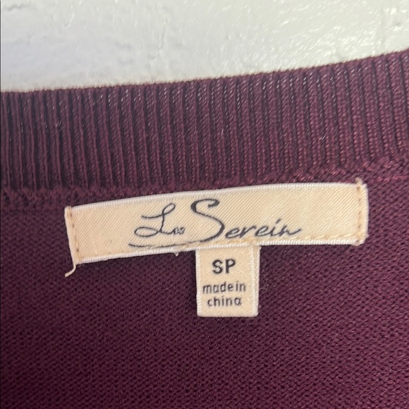 Les Serein  burgundy V-Neck women’s long   pullover  long sleeve Sz S/P - Picture 2 of 9